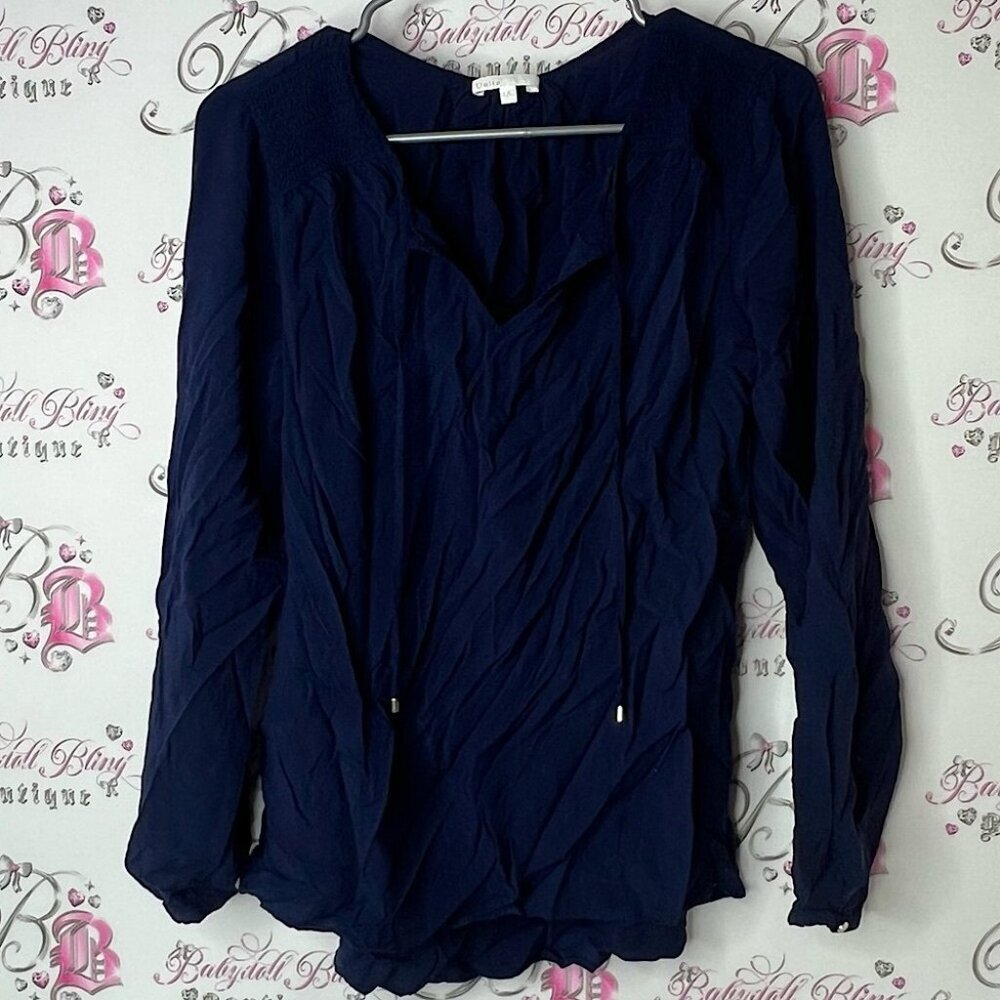 Dalia blouse tie ups detail navy Deep Blue Women's Blouse